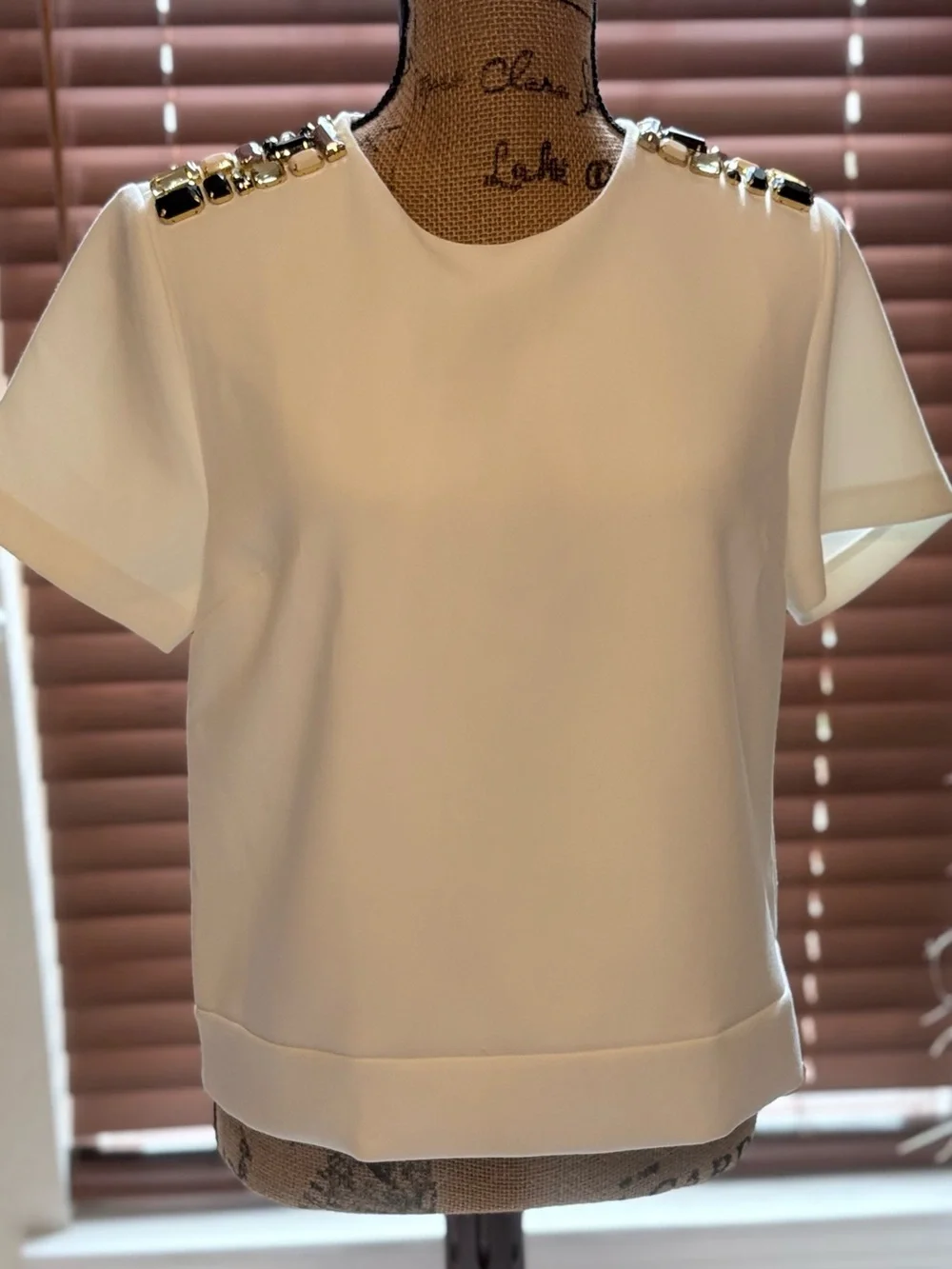 NWT Kate Spade Off-White Embellished Shoulder Top Size 8